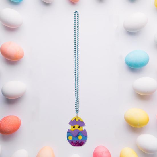Easter Necklace Cute Bunny Carrots Colorful Egg Chick Pendant Exquisite Elegant Festival Dress-Up Carnival Decoration Plastic Beaded Chain Easter