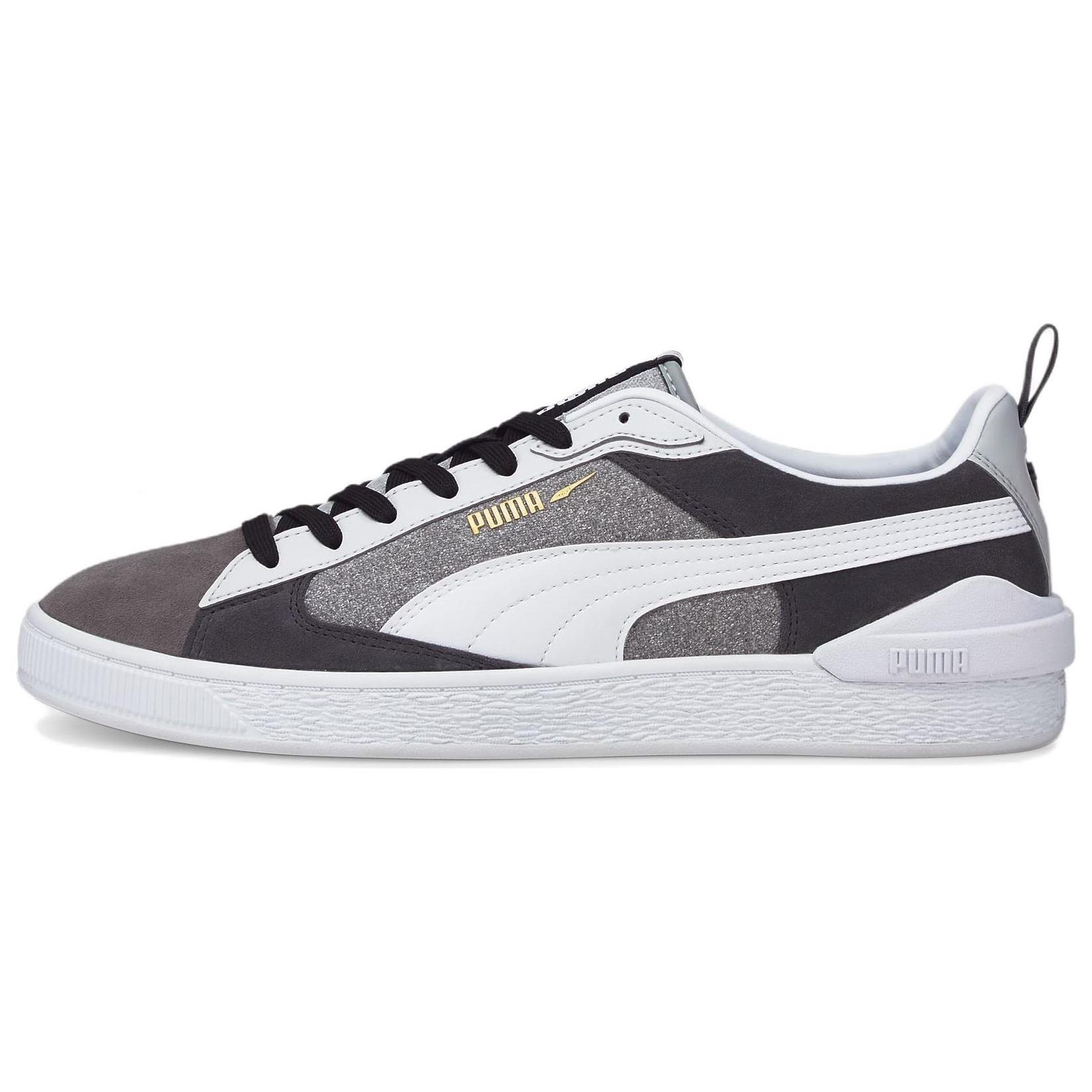 PUMA Suede Block Wt Foam Strip 2  Black White Gray  Men s 383895-01 EU 36
