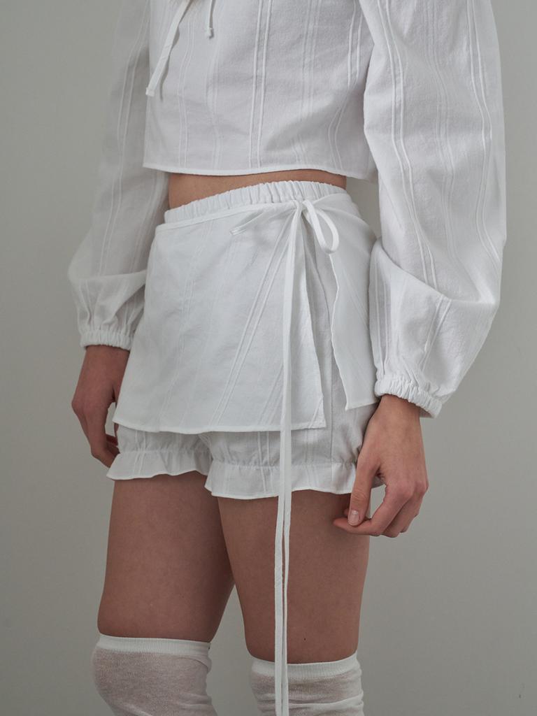Ovtu Mellow Ribbon Wrap Skirt_White
