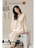 Women's Long-Sleeve Cotton Pajama Set with Chest Pads - Cozy Autumn/Winter Wear, Sweet & Stylish for Home or Outside