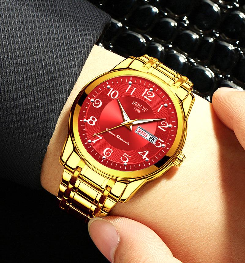 Herren Digital Luminous Wasserdichte Modeuhr - Legierungsstahlarmband mit Doppeltem Kalender