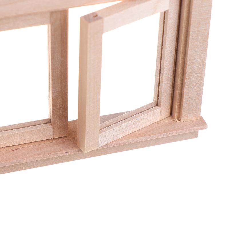 1/12 Dollhouse Miniature Wood 2 Pane Window Frame Diy Furniture Accessory