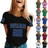 Casual Unisex Pullover T-Shirt Crew Neck Short Sleeve Top with Letter and Number Print Lightweight Soft Fabric Comfortable Fit