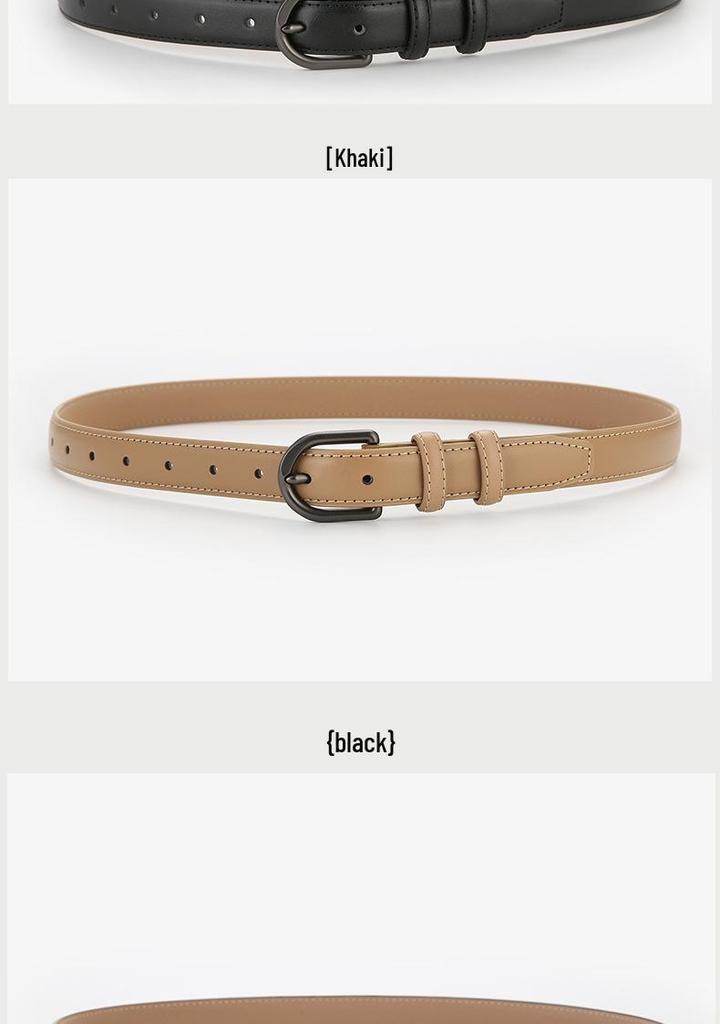 Women's Designer Versatile Black Leather Belt - Genuine High-Grade Cowhide, Unisex, Perfect for Jeans.