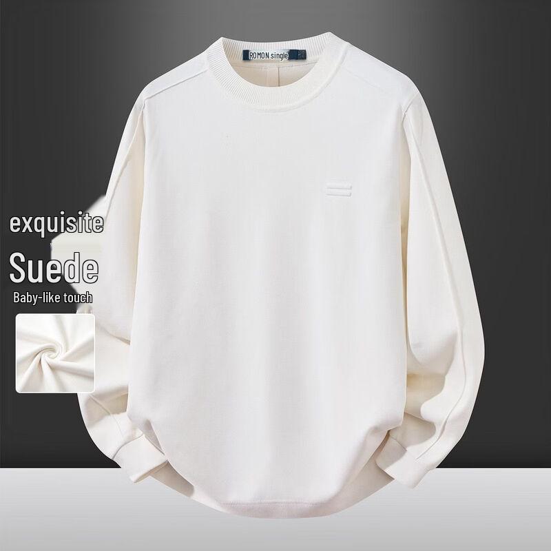 ROMON Men s Solid Color Long Sleeve Pullover Sweatshirt 4XL