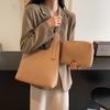 New Simple Shoulder Bucket Bag Daily Commute Retro Texture Tote Fashion Tote Bag