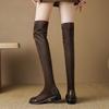 Krazing Pot Flock Autumn Winter Shoes Low Heels Size 43 Long Boots Slip On Stretch Over-the-knee Boots