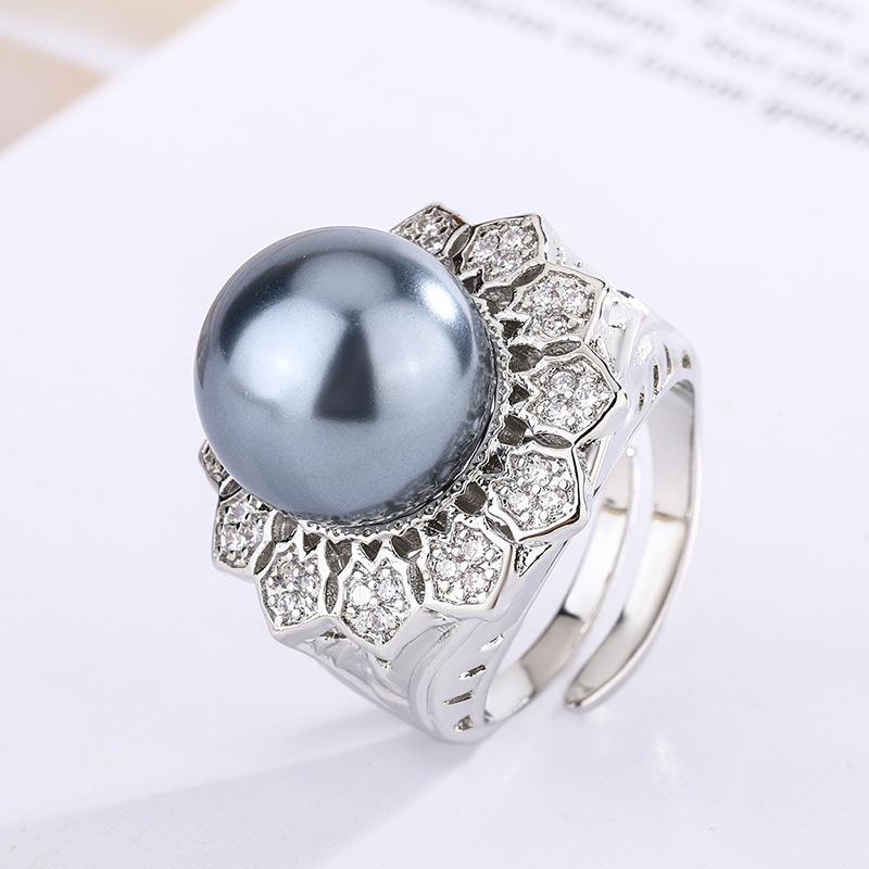 

Ювелирные изделия Медь Платиновое покрытие Жемчужное кольцо Женское 14 мм