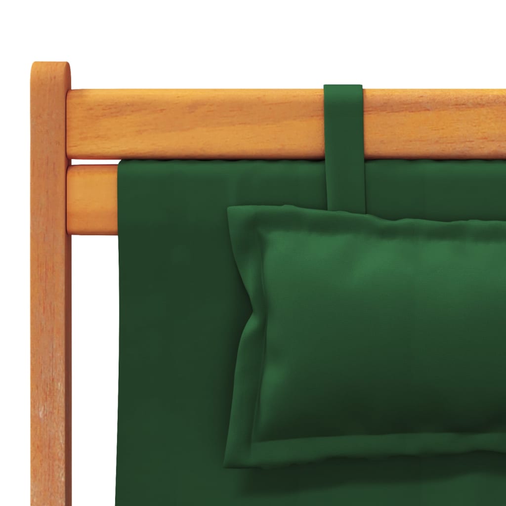 Folding Beach Chairs 2 Pcs Green Fabric