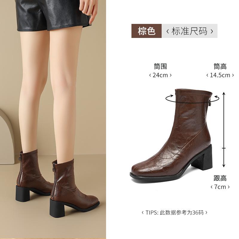 Augustine Thick Heel Martin Boots Women's Autumn 2025 New British Style Retro Short Boots Women's Casual Thin Boots