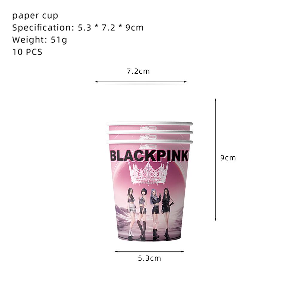 Narozeninové nádobí Blackpink zahrnuje Talíře Ubrousky Ubrusy Kelímky