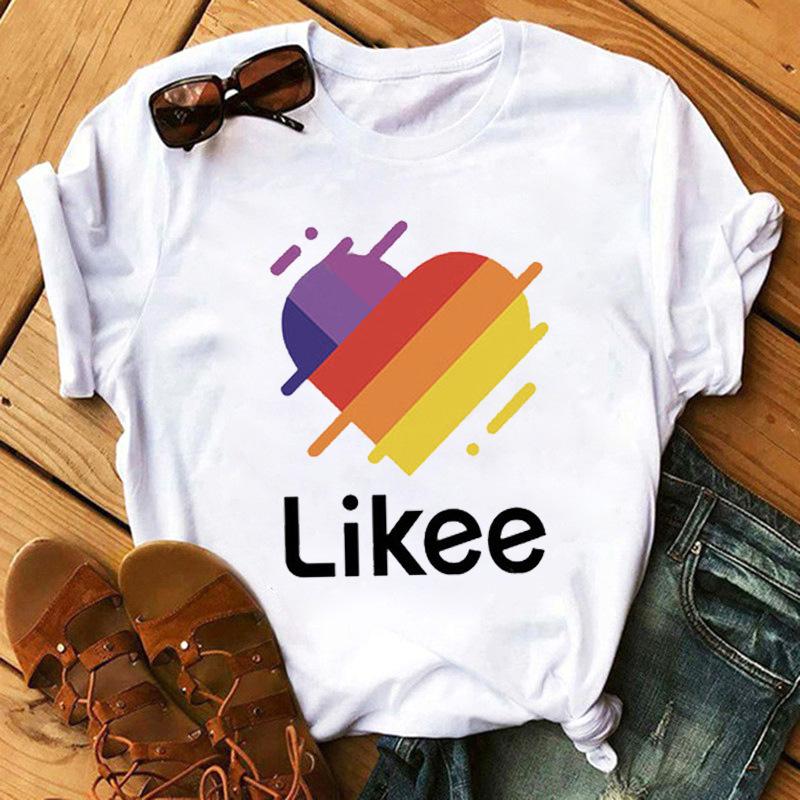 Fashion Kawaii Rose Flower Heart Graphic Women's T-Shirt Summer Loose Blouse 90S Short Sleeve O-Neck Tees Ladies White Y2K Tops