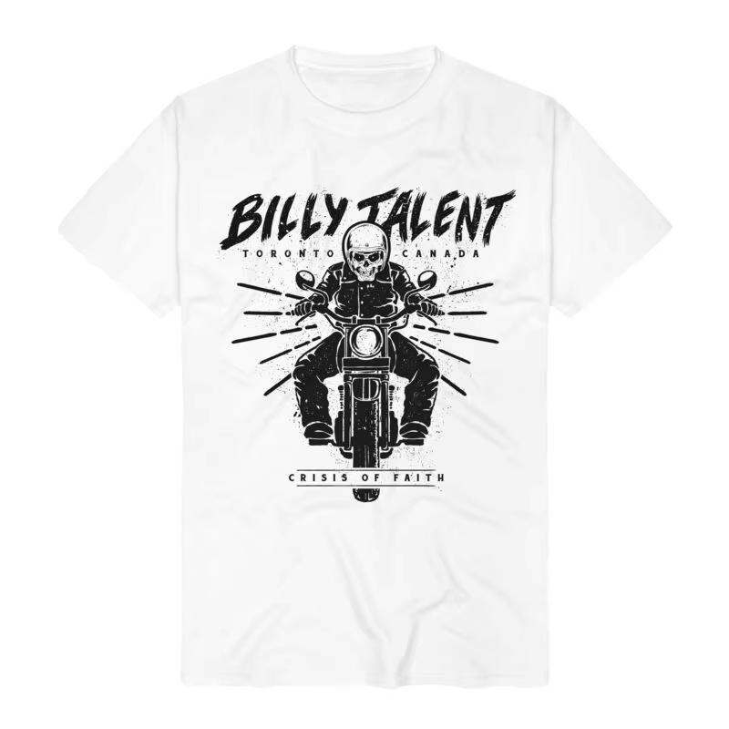 Vintage Billy Talent Chaotic Cat Tee Punk TShirt with Bandana Cat Lightning Print Punk Fan Merch Oversized Loose Daily Tops