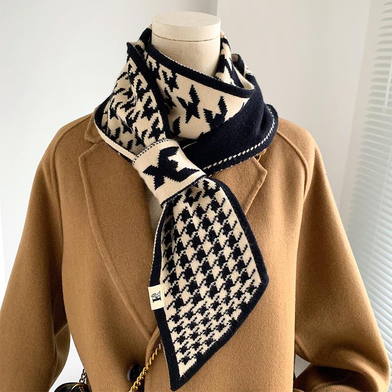 Checkerboard Plaid Scarf Women's Autumn and Winter New High End Scarf Korean Version Versatile Korean Style Cute Ins Trend