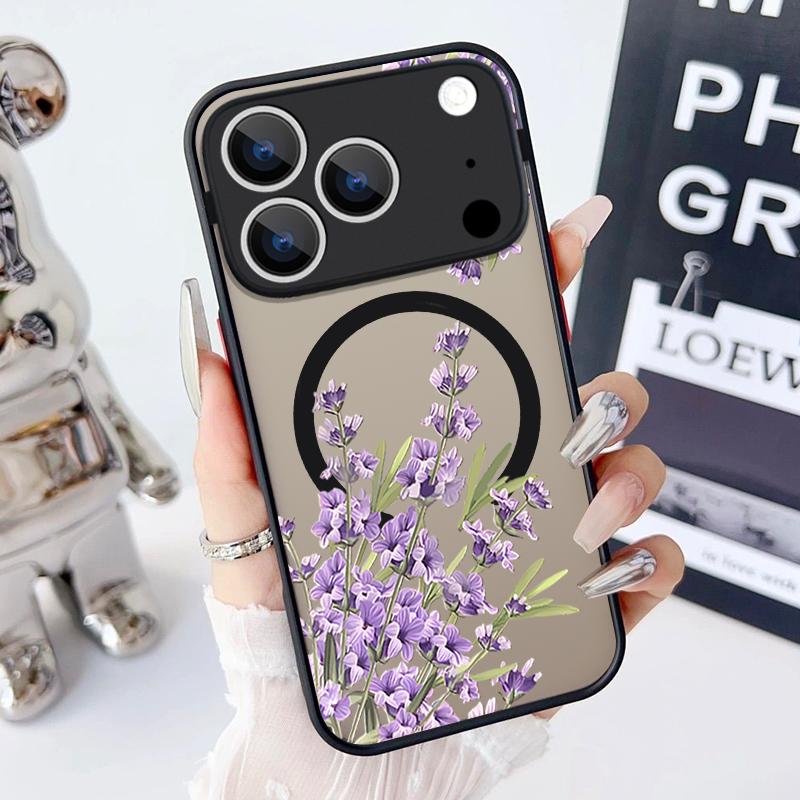 Magnetic Colorful Flower Phone Case For iPhone 17 15 16 Pro Max 14 13 Pro 17 For Magsafe Wireless Charge Soft Edge Hard PC Cover