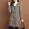 Spring Autumn Thick Sweater New Style Knitted Outerwear Women's Cardigans Medium Long Hooded Cardigan Sweater Coat
