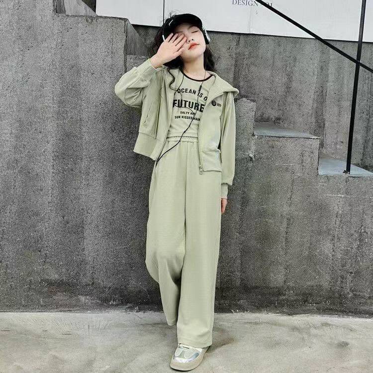 Trendy Girls' Spring Style Children's Shirt, Loose Casual Pants Two-piece Set