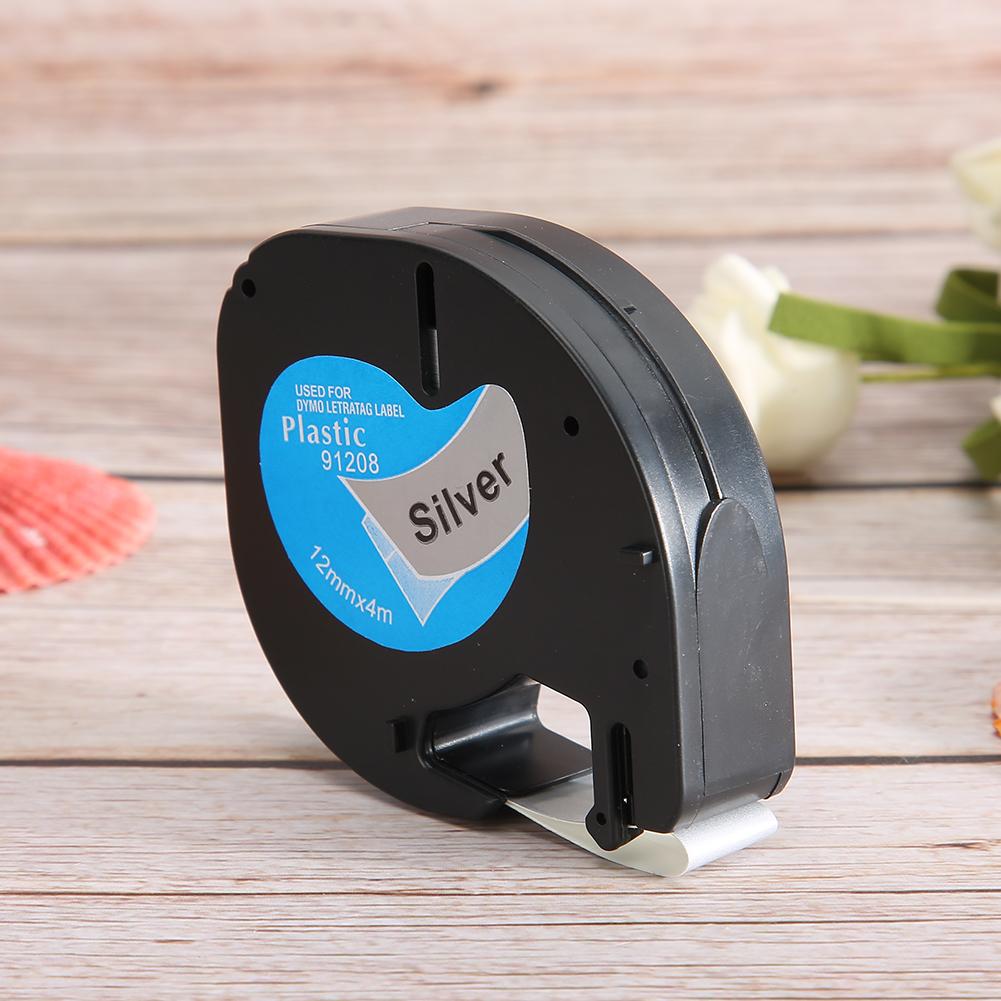 Label Tape for  12mm Silver Background Black Letter Labeling Machine Accessories 91208