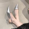 2025 Woman Sexy High Heels Women Sandals Summer Fashion Pointed Toe Low-heel Pumps Slingbacks Elegant Female Heeled Shoes
