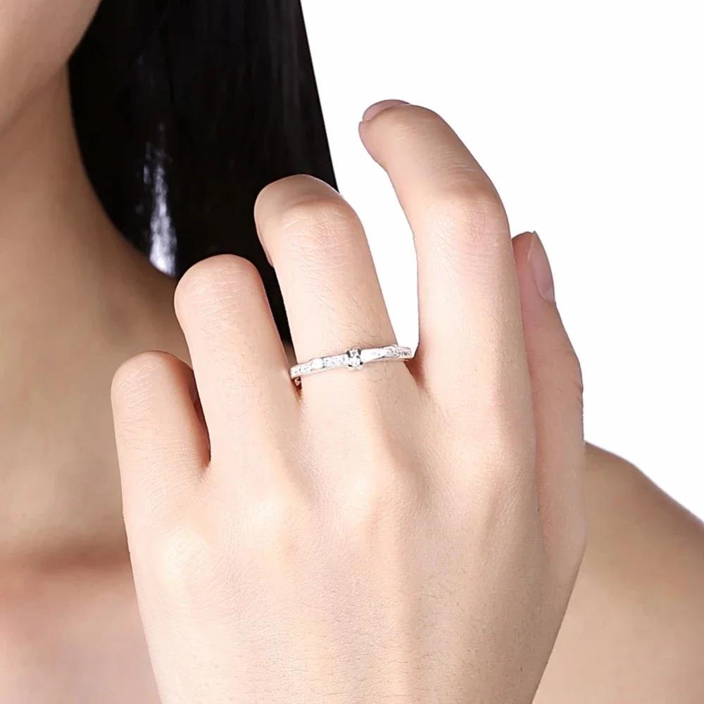 Charm 925 Sterling Silber Ringe Für Damen Einfache Schleife Kristall Größe 6/7/8/9 Mode Party Geschenke Mädchen Studentin Hochzeits Schmuck