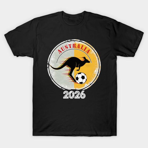 Men Black Print T-shirt Vintage Style Kangaroo Football Australia 2026 Cup Fans No-Cut Transfer Paper Print Cotton Tshirt S чёрный