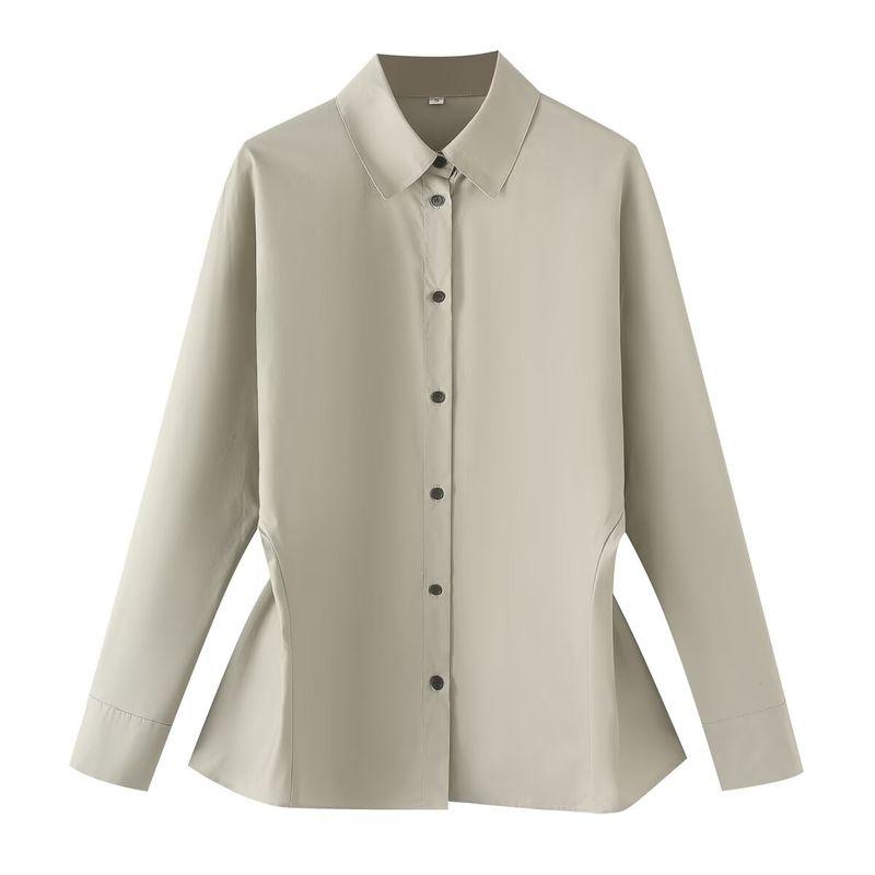 Zab Autumn New Women's Clothing Fashion Style French Design Cotton Leisure Long Sleeves Lapel Shirt 9069601