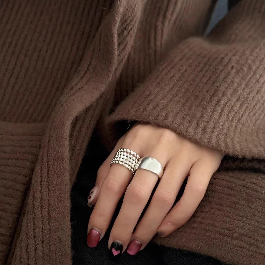 2025 Trend Rings Fashionable For Women Girl Beads Multilayer Wide Punk Bohemia Open Jewelry Luxury Party Gift Accessories