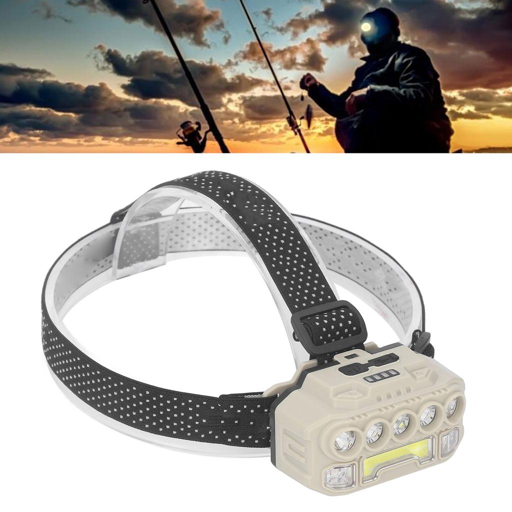 LED COB Headlamp Outdoor Camping Headlamps with Adjustable Headband Lightweight Headlight Battery In
