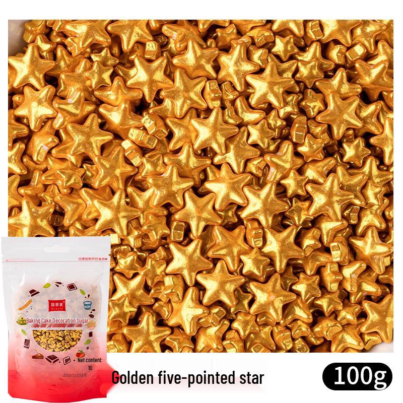 2025 Golden Star Sugar Pearls for Cake and Dessert Decoration