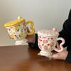 Creative Fruit Ceramic Mug With Lid Spoon Girls Home Cup Office Breakfast Coffee Water Cup High Value