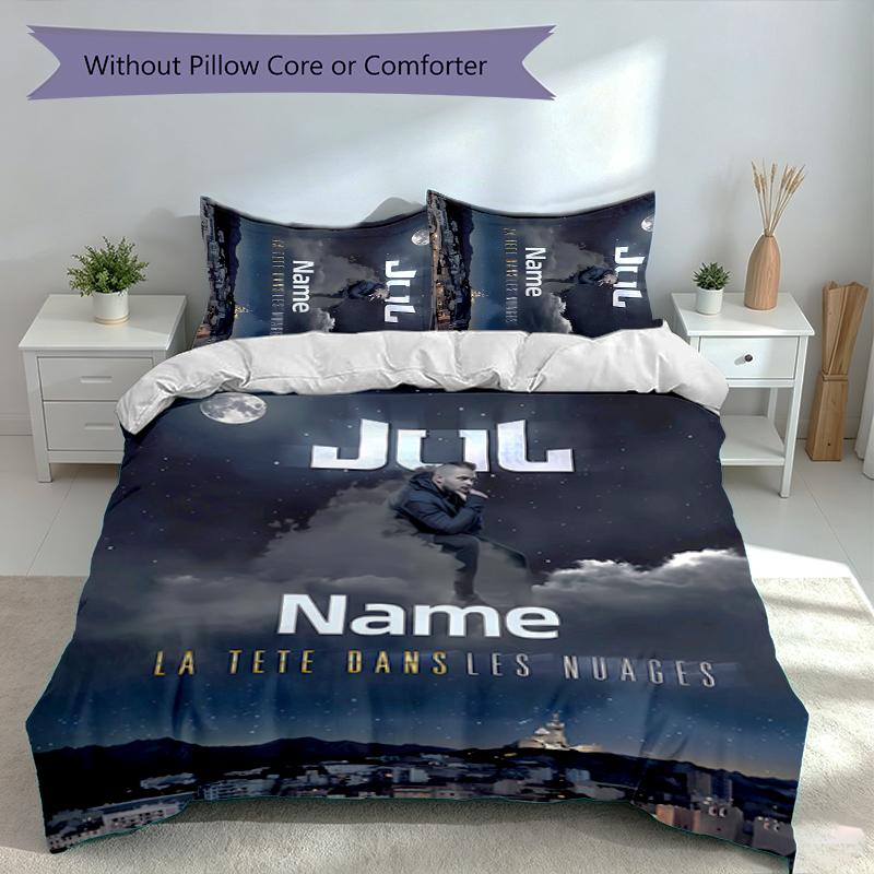 3pcs Custom Name Jul rapper Set,Includes 1 Duvet Cover and 2 Pillowcases,All-season Bedroom Decor