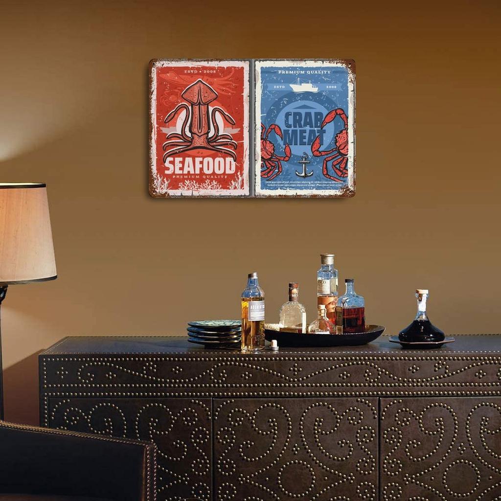 1-Pack Vintage Wall Display Metal Plaque, 20×30cm and 30×40cm, Rusted Surface Sign for Pub, Dorm or Office