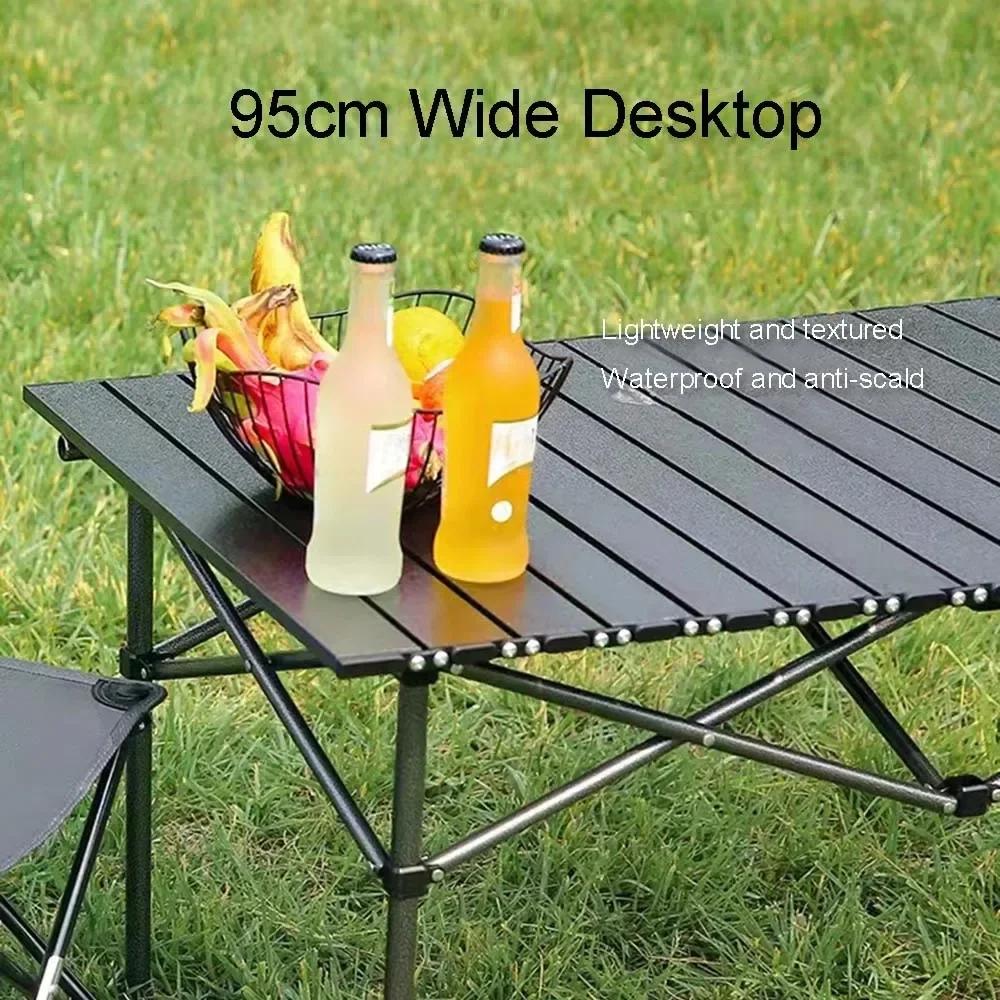 Outdoor Folding Long Table Portable Travel Chicken Rolls Table Black Camping Table Waterproof Folding Storage Barbecue Table