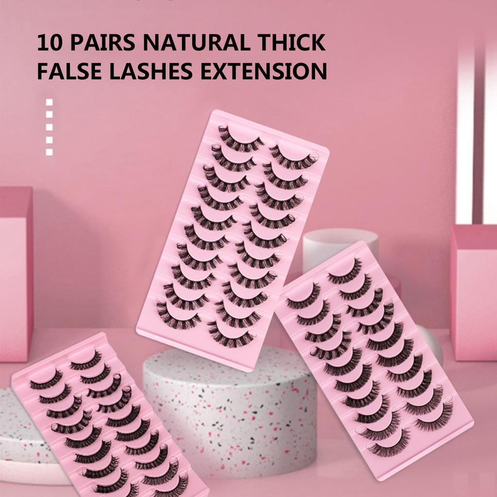10 Pairs Reusable Self Adhesive Eyelashes No Glue   or Eyeliner Needed Natural Thick False Lashes