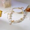 Bohemian Multilayer Starfish Sea Shell Necklace For Women Fashion Imitation Pearl Rice Beads Chain Choker Summer Beach Jewelry