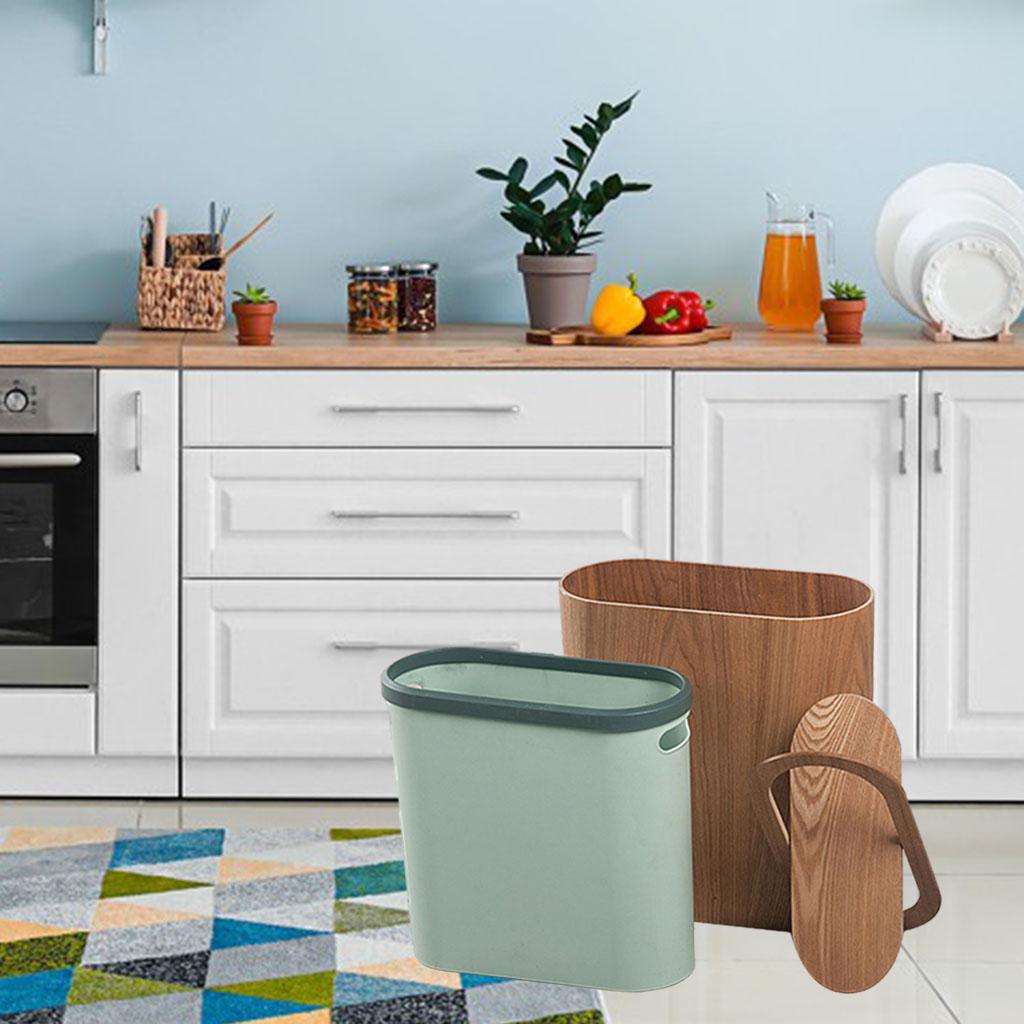 Wooden Oval Waste Bins Creativity with Lid Storage Small Cleaning Trash for Office Household