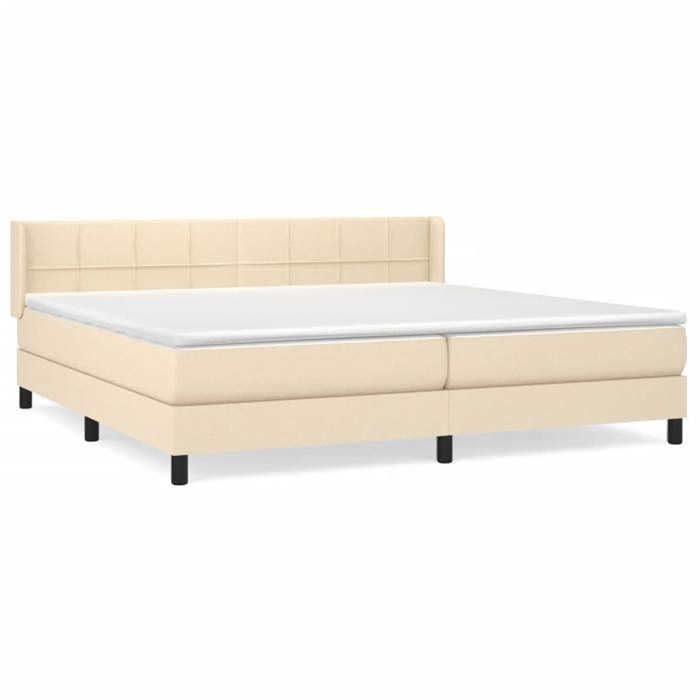 3129742 vidaXL Lit à sommier tapissier avec matelas Crème 200x200 cm Tissu