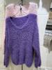 Autumn V-Neck Loose Lazy Style Faux Fur Coat Women's New Purple French Style Fashion Korean Top