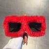 New Fashion Soft Full Plush Sunglasses Women For Men Y2K Fur Velvet Pink Sun Glasses Luxury Brand Designer Punk Party Eyeglasses