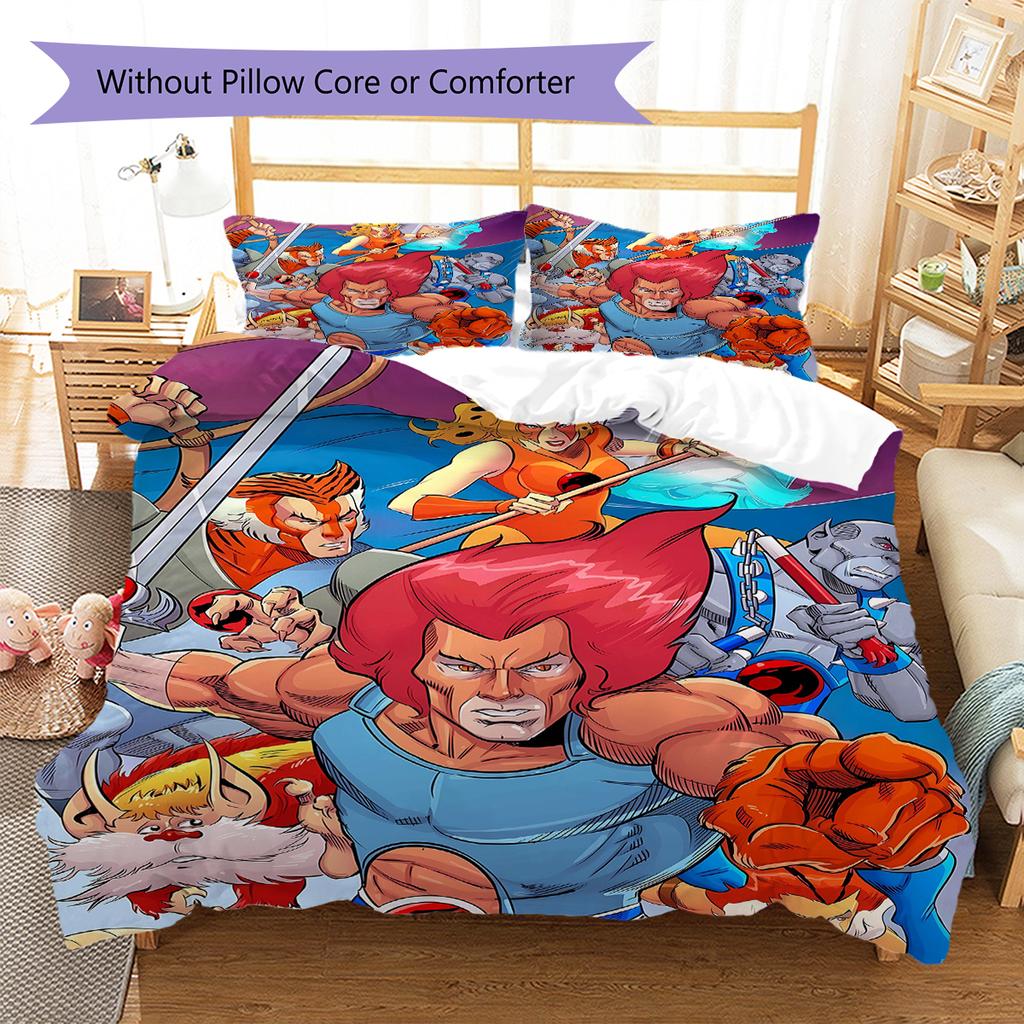 Thundercats Vzor Povlečení Sada Prošívaných Dek Quilt Cover Povlak na Polštář Domácí Dekorace Dárek (1 * povlak na peřinu + 2 * povlak na polštář, bez jádra)