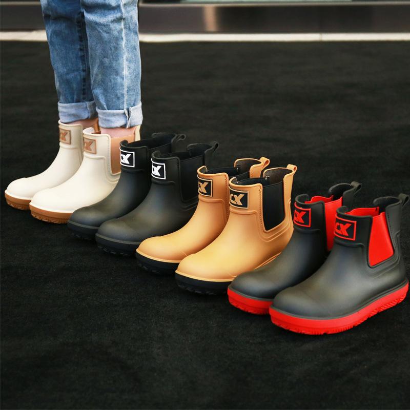 Water Shoes Couple Rain Shoes Women's Short Men's Rain Boots Elastic Band High-grade Waterproof Glue Shoe Size