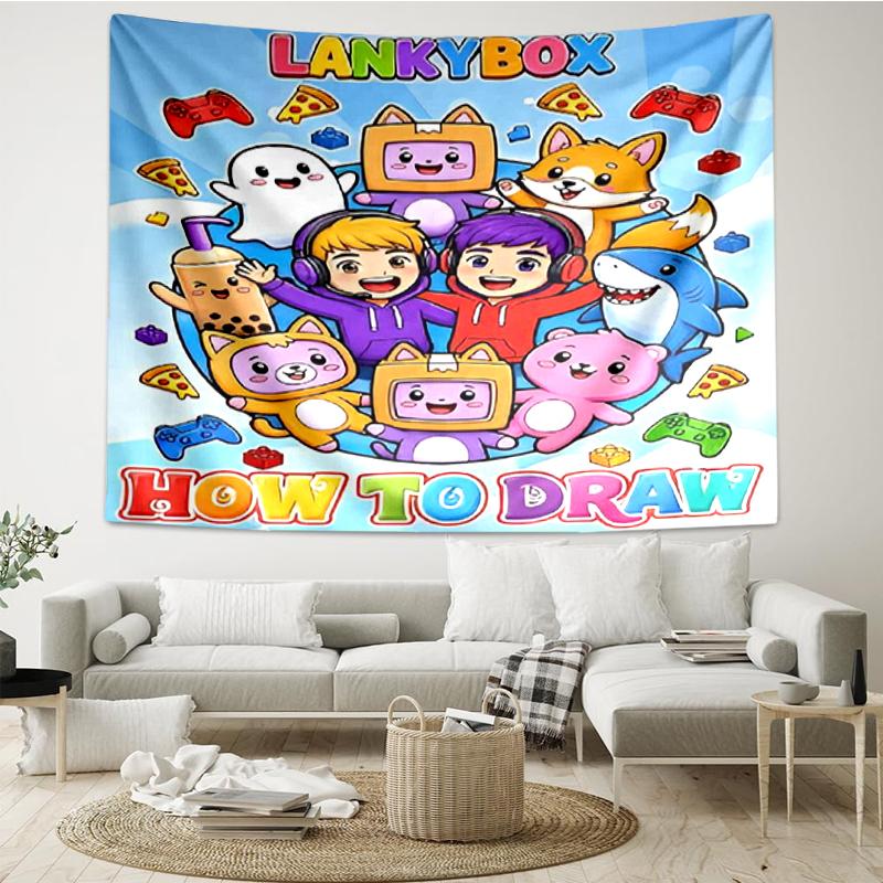 LankyBox Print Tapestry, Backdrop, Easy Setup, Ideal for Bedroom, Office & Living Room, with Aesthetic Wall Hanging Decor.