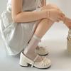 Silver retro French thick heel light mouth single shoes women's 2026 new versatile skirt soft-soled Mary Jane shoes