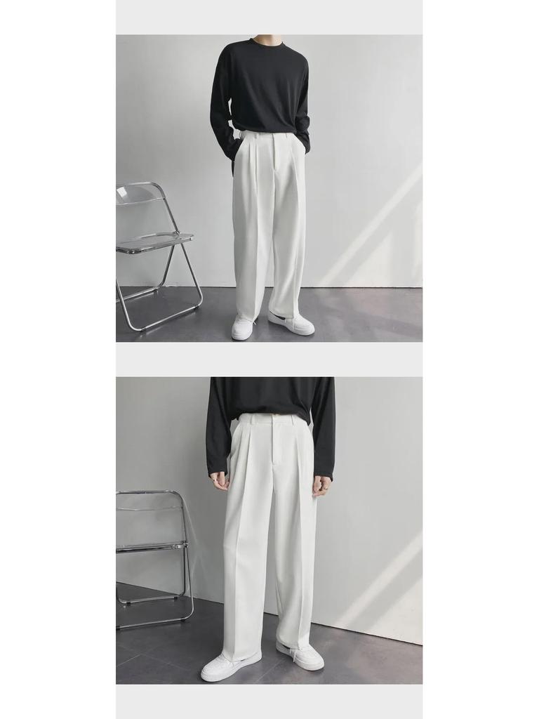 Men's Korean Wide-Leg Casual Suit Trousers