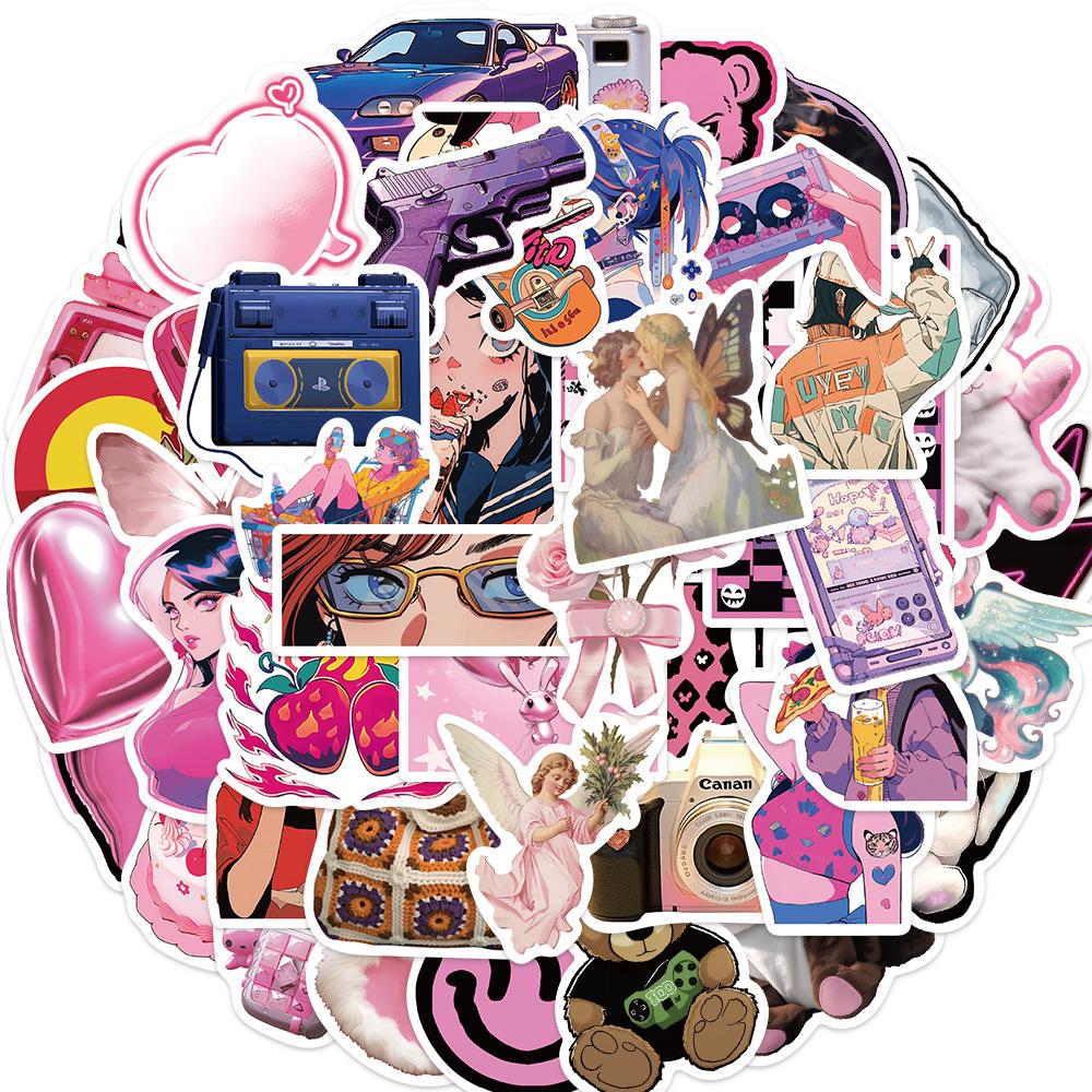 

50 наклеек в стиле INS для девочек, персонализированное украшение, гитара, ноутбук, чемодан, сделай сам, водонепроницаемые наклейки
