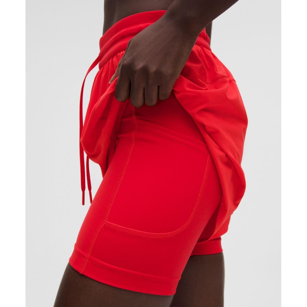 Lululemon Swift 2 In 1 High Rise Short 6   Slnsh Collection Love Red