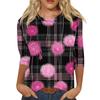 Women's Fashion Casual Seven Split Sleeve Printed Loose Round Neck Top