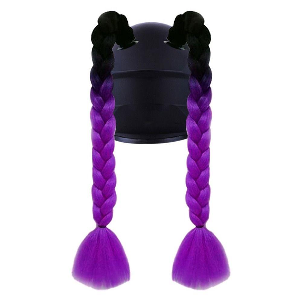 2 pezzi/coppia Decorazioni per Caschi Donna Treccine Parrucca con Ventosa Twist Doppia Coda di Cavallo per Moto