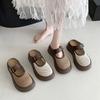 Hollow Mesh Half Slippers Women's Outer Wear 2025 New Summer Fashion Mary Jane Single Shoes Platform Muffin Hole Shoes