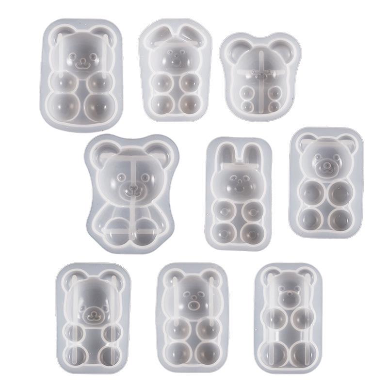 Poppy Drop Resin Mirror Little Bear, Rabbit, Mouse Silicone Mold for DIY Keychain Pendant